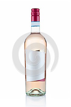 Rose wine bottle close up isolated on a white background