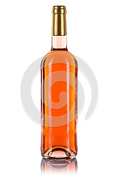 Rose wine bottle isolated on white