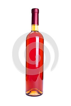 Rose wine bottle isolated on white background