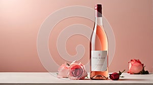 Rose wine bottle for Mock-up blank label product on white background.