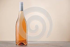 Rose Wine Bottle on Table