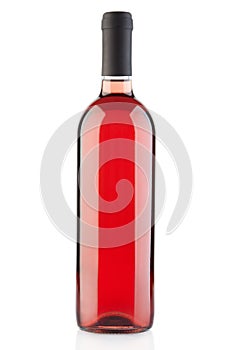 Rose wine bottle on white, clipping path