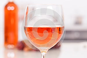 Rose wine in a glass