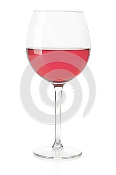 Rose wine glass on white, clipping path