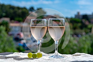 Rose wine of Provence, France, served cold on outdoor terrace in