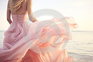 Roseate Rendezvous: A Serene Sylph in Blushing Waves