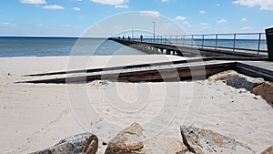 Sand beach and pier