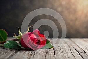 Rosebud on a wooden table