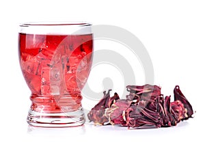 Roselle fruits  juice isolated on white background