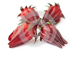 Roselle fruits with selective focus photo