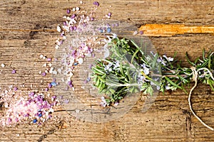 Rosemary bouquet and herbal bath salt