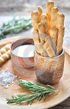 Rosemary breadsticks with ingredients