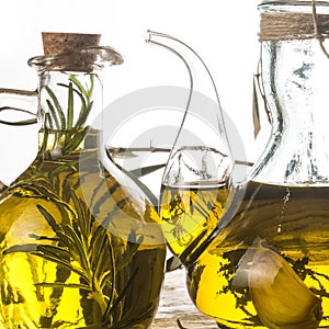 Rosemary and garlic infused olive oil photo