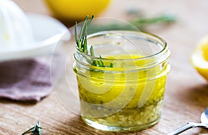 Rosemary and garlic lemon salad dressing photo