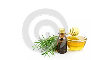 Rosemary, honey and essential oil for homeopathy remedy.