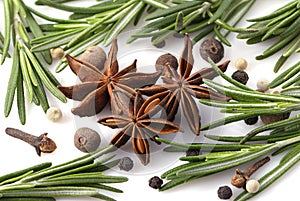 Rosemary, peppercorn, cloves and anise