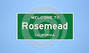 Rosemead, California city limit sign. Town sign from the USA.