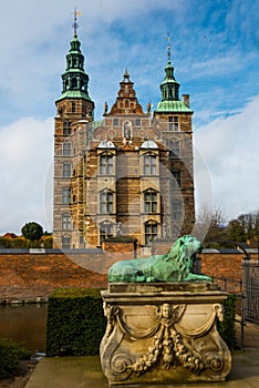 Rosenborg Castle in Copenhagen, Denmark. Built in the Dutch Renaissance style in 1606 during the reign of Christian IV
