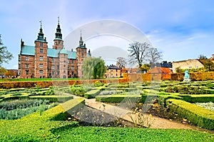 Rosenborg castle and gardens during autumn, Copenhagen, Denmark