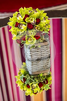 Roses bouquet in a basket