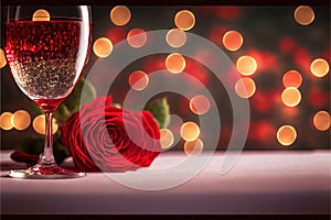 Roses, champagne, petal and heart shaped confeti, some effects used to remove certain colours photo