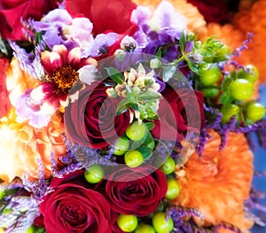 Roses, chrysanthemums & orchids bouquet