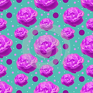 Roses and dots seamless pattern