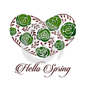 Roses floral banner with spring wishes