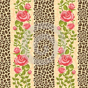 Roses flowers and animal print