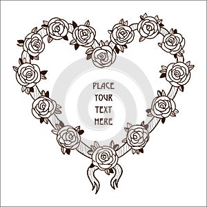 Roses heart frame.