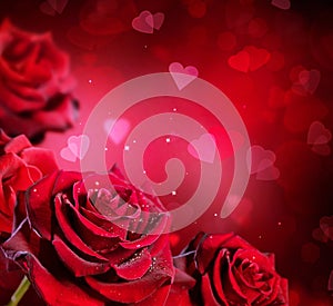 Roses and hearts background