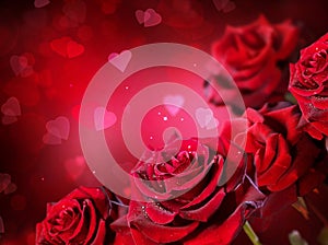 Roses and hearts background