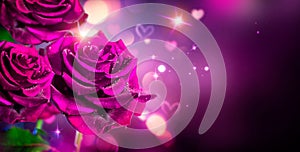 Roses and hearts background. Valentines day