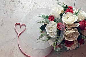 Roses and a hearts on board, Valentines Day background, wedding