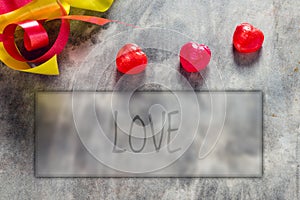 Roses and a hearts on board, Valentines Day background, wedding