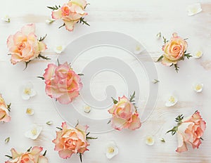 Roses and jasmine natural flower background