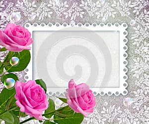 Roses and openwork frame photo