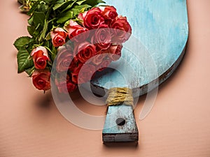 Roses over a pink background