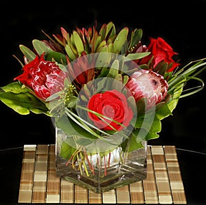 Roses and Proteas Flower Arrangement