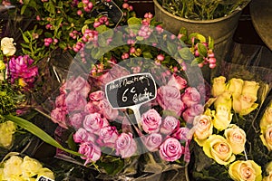 Roses for sale in Paris flower shop