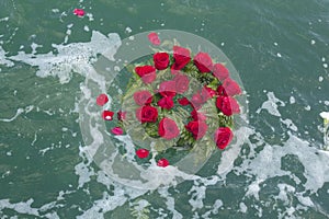 Roses in the sea in honor of the patron saint of sailors