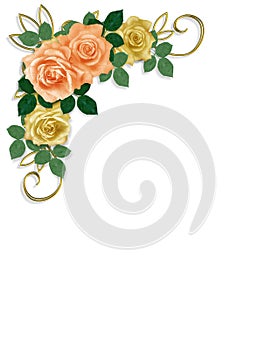 Roses Template Wedding Invitation Peach