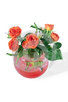 Roses and tiger lilies in a vase