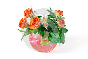 Roses and tiger lilies in a vase