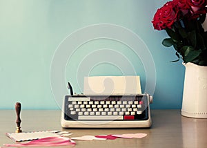 Roses and typewriter