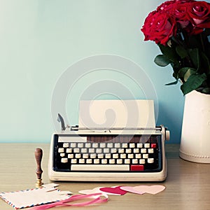 Roses and typewriter