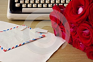 Roses and typewriter