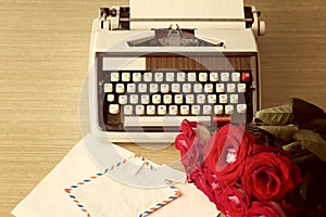 Roses and typewriter