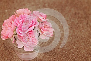 Roses In Vase on Brown