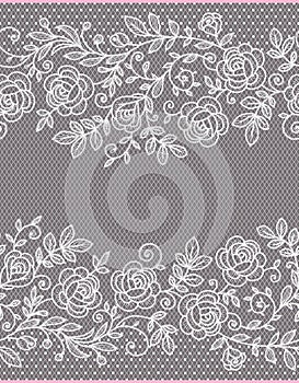 Roses Vertical Lace Seamless Pattern.